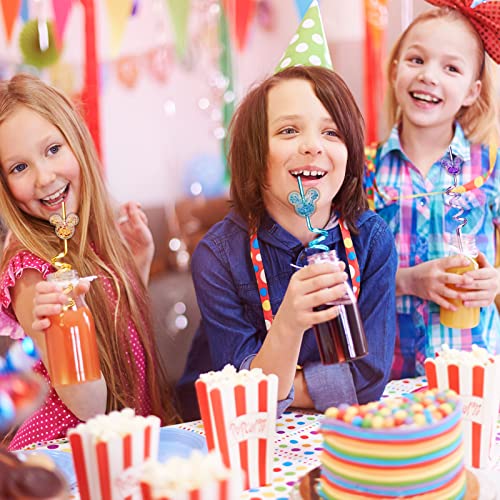 24 canudos com glitter para lembrancinhas de festa da Minnie Mickey, canudos para artigos de festa d