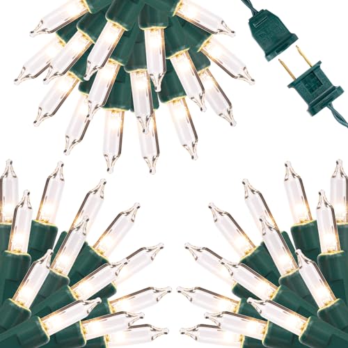 300 Count Christmas Lights - 3 Sets of 100 Mini Lights, 79.5 Ft String Lights with Replaceable Fuse and Bulb - Waterproof Connectable Indoor Outdoor Christmas Decoration in Warm White