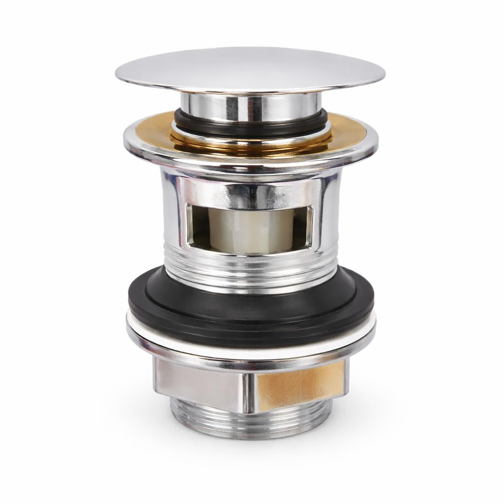 Click Clack Drain Plug for Washbasin with Overflow | Chrome Universal for Sinks and Baths