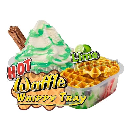 Lime Hot Waffle Tray Whippy Ice Cream Sticker - Catering Van Trailer Die Cut Decal