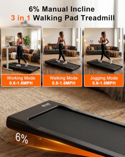 Image of Superun Walking Pad with 6% Incline, Under Desk Treadmill for Home Office, 3 in 1 Portable Walking pad Treadmill with Remote Control, 2.5HP Quiet Mini Treadmills, 300 lbs Capacity