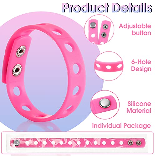 Image of MTLEE 12 Pieces Silicone Charm Rubber Bracelets Silicone Wristbands Adjustable Bracelets with Holes for Shoe Charm Girls Boys Birthday Party Award