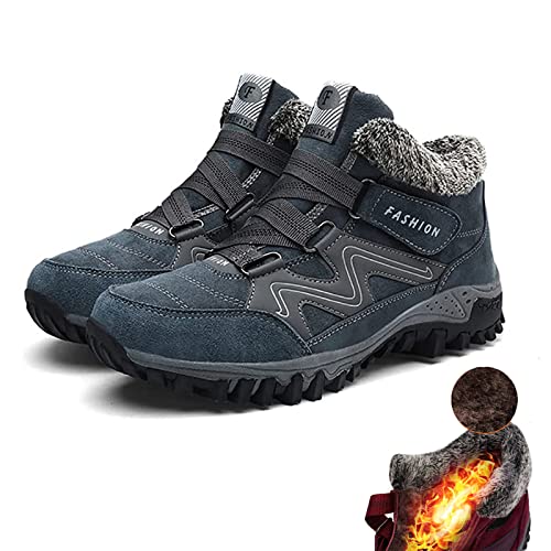 Fleekcomfy Snowy Villi Leather Ankle Boots, Men Womens Winter Anti-Slip Thermal Villi Leather Plateau Boots Snow Boots (G,6.5)