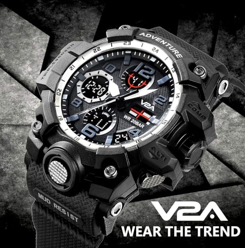 V2A Military Green Chronograph Watch Black-Silver - Image 7