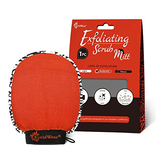 Evridwear Deep Exfoliating Glove Body Scrubber for Back & Face, Exfoliating Mitt Body Scrub for Women & Men, Dead Skin Remover in Shower(Moderate)