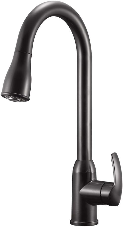 Dura Faucet DF-NMK508-VB RV Pull-Down Kitchen Sink Faucet (Venetian Bronze) | Sprayer toggles between stream and spray for galley cleanup. Easy DIY install with common hand tools.
