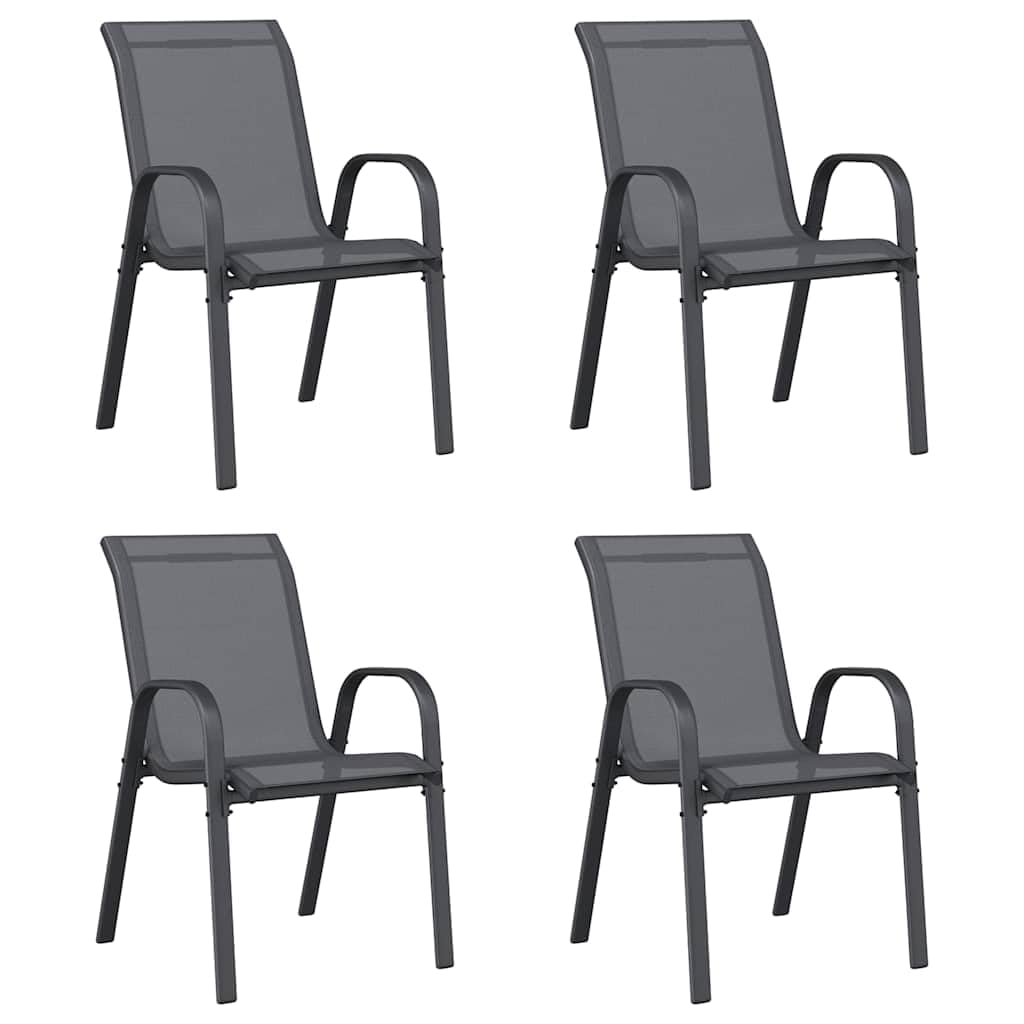 Sedie da giardino impilabili, 4 pezzi, in textilene grigio