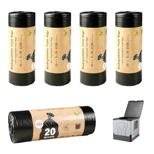 100 Stück Schwarz Camping Toilettenbeutel Set 30L Biologisch Abbaubare Toilettenbeutel Trenntoilette Zubehör für Wandern Campingtoiletten Wasserdichte Müllbeutel Extra Dick Camping Klo Beutel