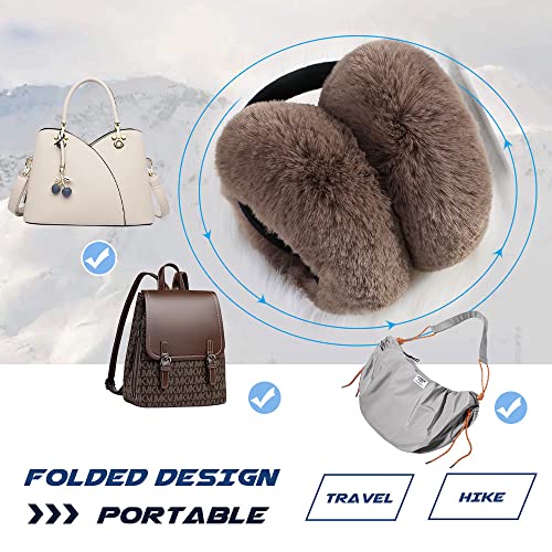 Winter Women Earmuffs Faux Fur Girls Ear Muffs Warm Unisex Kids Ear Covers Foldable Outdoor Boys Ear Warmers For Women (Brown) #TOP3