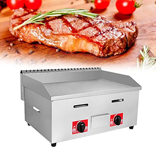 Plancha de gas comercial de acero inoxidable – Plancha resistente para restaurante al aire libre para cocinar a gran volumen – Quemadores antiadherentes, placa plana para hamburguesas, parrilla