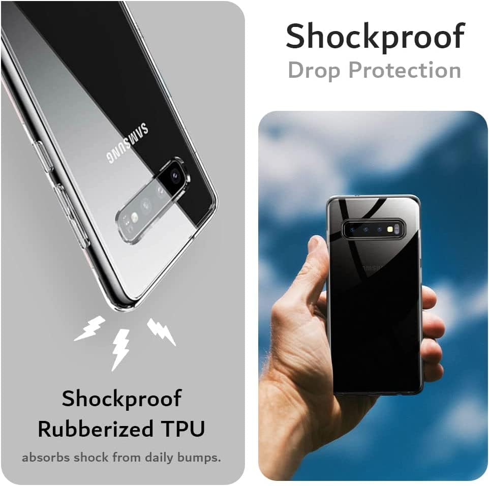 Image of NISHTECH for Samsung Galaxy S10 Premium Transparent Hybrid Soft Slim Dust Proof Back Case Cover Silicone with Camera Protection