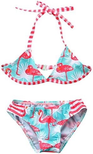 Amazon Sylvamorning ストライプ フラミンゴ 2点セット 子供水着 女児 水着 女の子水着 ガールズ 水着 ベビー水着 キッズビーチみずぎ 海水浴水泳 ワンピース水着 ビーチ 温泉 水遊び トレーニング 夏 ピンク ブルー 水着 通販