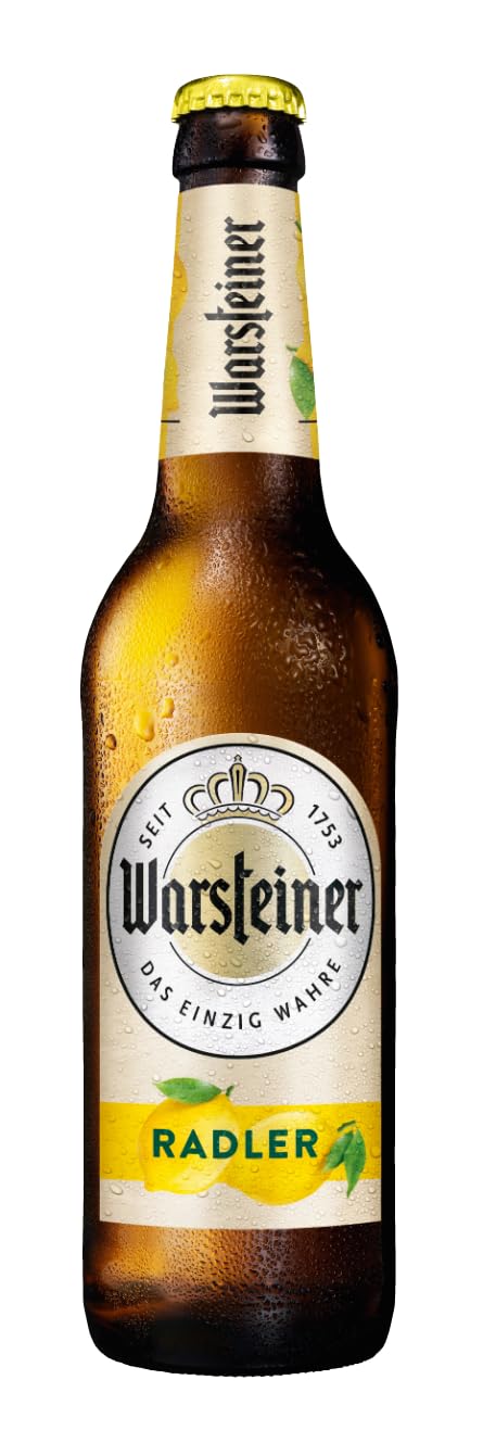 Warsteiner Radler Zitrone Flaschenbier, MEHRWEG im Kasten, 100% natürlich, Radler Biermischgetränk, 20er Kiste (20 x 0.5 l)