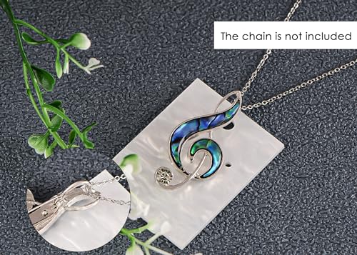 Image of Alilang Silvery Tone Abalone Shell Music Note Brooch Pin & Pendant Simple Accessories for Party Banquet New Years