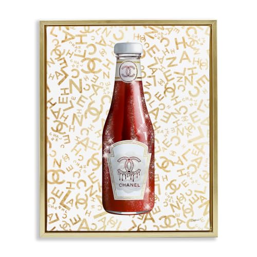 Glam Ketchup Condiment Fashion, 17 x 21 Inch Canvas in Floater Frame