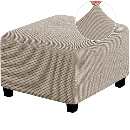 HJLRR Square Ottoman Cover, Feature Stretch Thick Soft Jacquard Fabric Footstool Protector Covers