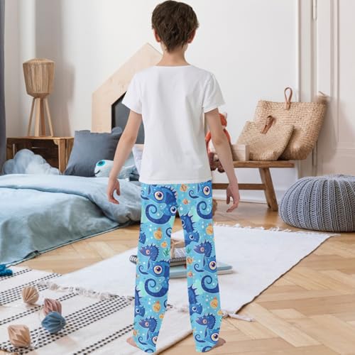 Boy's Pants Seahorse Painting Jogger Pants Elastic Waist Long Bottoms Trousers with Pockets 6-14 Years3