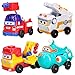 BESTWALED Super Alas Coche De Juguete para Niños Camión De Bomberos Sparky, Remi,Vehículo De Ingeniería Alpha, Luqi, Multifunción Mini Vehículo Coche Inercial De Botón