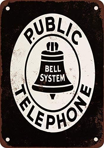 Kexle Bell System Teléfono Público Vintage Look Reproducción Metal Estaño Signo 8X12 Pulgadas