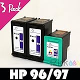 Remanufactured Ink Cartridge Replacement for HP 96 C8767WN HP 97 C9363WN (2 Black 1 Color)