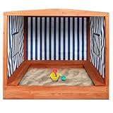 Large Outdoor Wooden Sandbox with Canopy, Cedar Wood with Bench Seats for Backyard, Outdoor Playhouse