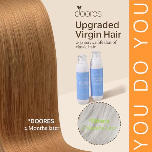 Image of DOORES Seamless Clip in Hair Extensions - Medium Auburn, 22 Inch, 150g, 7pcs - Invisi Edge, Human Hair, Natural, Straight, Long