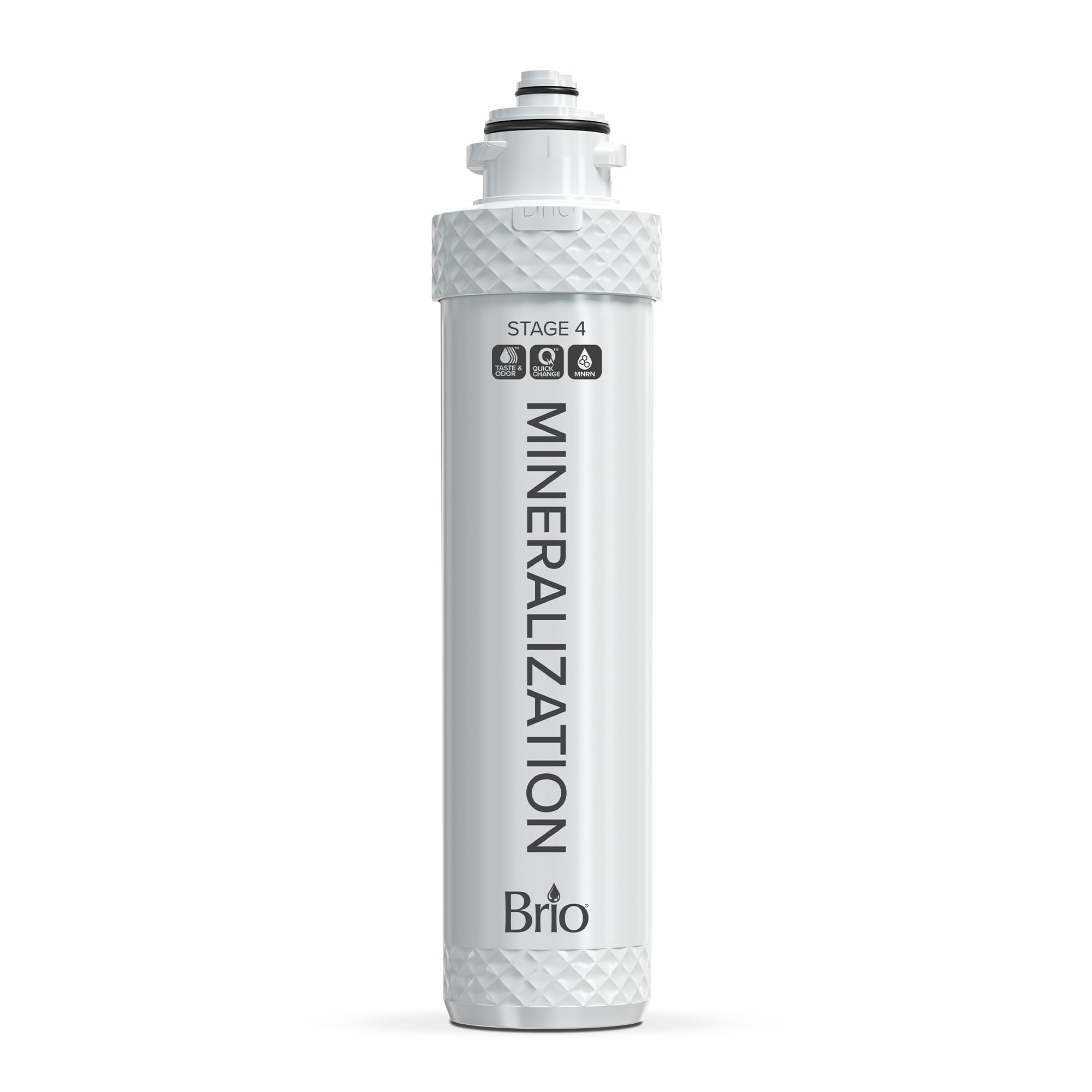 Brio Filtro de mineralización de etapa 4, restaura los minerales esenciales al agua purificada por RO, alternativa mineralizante Brio un filtro de carbono de etapa 4
