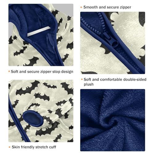 Halloween Bat Toddler Fleece Jacket Baby Boys Hooded Zipper Long Sleeve Thick Warm Outerwear 3-10 Years3