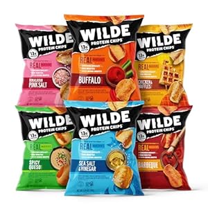 WILDE Protein Chips Variety Pack, Protein Snacks, Keto chips, Made with Real Ingredients, 1.34oz Bags (Pack of 12) – High Protein, Low Carb Snack Box