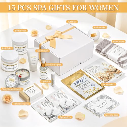 Self Care Gifts for Women Relaxation Spa Gift for Women Luxury Relaxing Spa Kit Ideas Pamper Beauty Care Package Gift Set for Her for Birthday Stress Relief Comfort Bath Gift Basket for Woman Mom