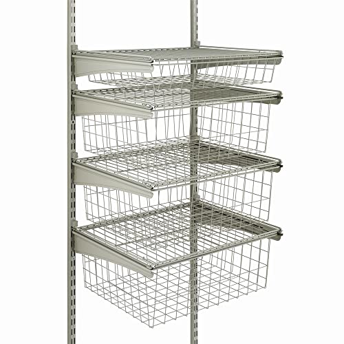 Closetmaid Shelftrack Nickel 4-Drawer Kit, Add On Accessory, With Pull Out Mesh Wire Baskets, For Clothes, Socks, Accessories #TOP6
