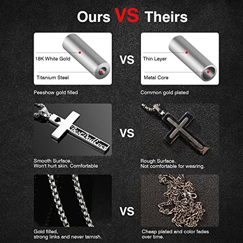 Peeshow Best Dad Ever Cross Necklace For Men-Dad Gifts For Fathers Day, Gifts For Dad Daddy Papa Stepdad Grandpa Father In Law, Gifts From Daughter For Dad Husband Gifts From Wife Birthday Gifts For Men On Anniversary Christmas Valentines Day #TOP4