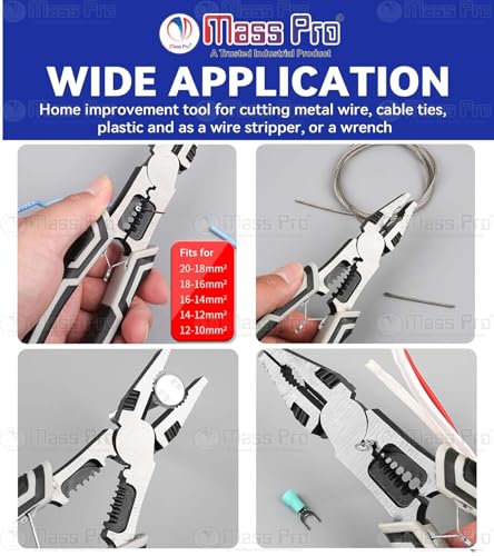Image of 8 Inch Multipurpose Lineman Plier, Wire Cutter with Gripping, Wrench, Crimping & Wire Stripper Functions, Heavy Duty Carbon Steel Electrician Pliers for Electrical Repair & Maintenance