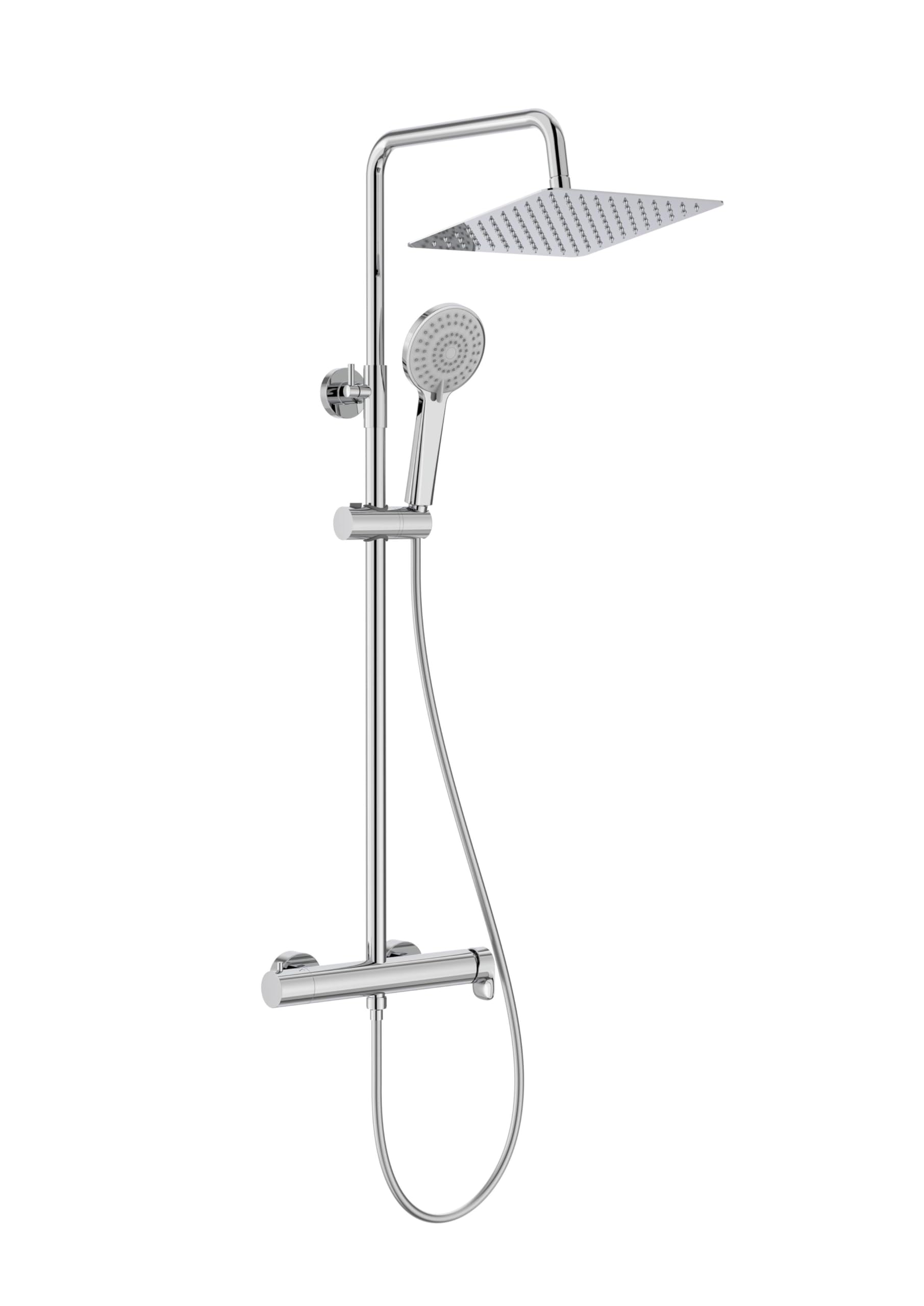 Columna de ducha monomando Roca Vega Plus Square con rociador cuadrado 250x250 mm