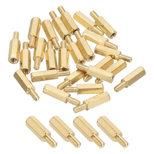Image of PATIKIL M3 Brass Hex Standoff, 25 Pcs PCB Motherboard Spacer Screws for Drone Quadcopter Computer Build Electronic Projects Circuit Board, Gold (M3 x 12mm+6mm)