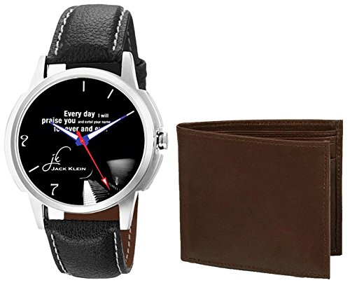 Jack Klein Men's Wrist Watch With Brown Leather Wallet