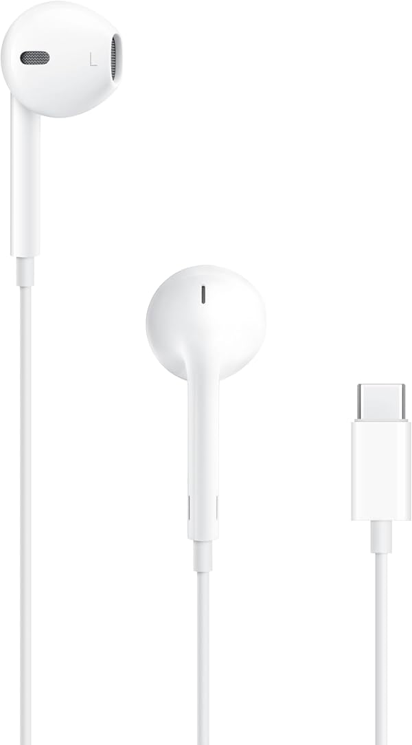 Auriculares Apple EarPods con conector USB-C, auriculares con cable con control remoto integrado para música, llamadas y volumen