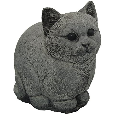 Banker the Fat Cat. Stone Garden Ornament. Hand Mixed, Cast, Coloured and Finished by Bekki Garvin. 12 x 9 x 13 cms 1.288 kilos Cover