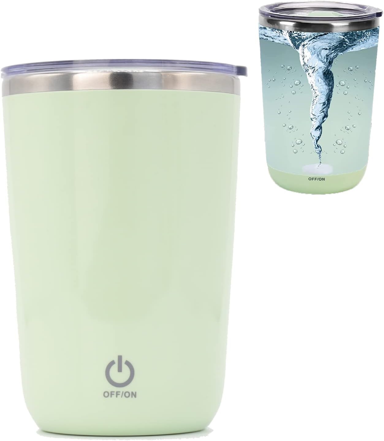 daasigwaaRechargeable Self Stirring Mug - Magnetic Electric Auto Mixing Stainless Steel Cup for Office/Kitchen/Travel/Home Coffee/Tea/Hot Chocolate/Milk-410 ml/13.9 oz(Green)