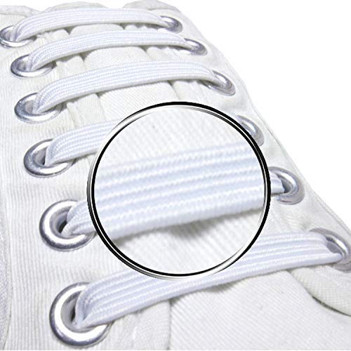 Maxstrapz Elastische Schnürsenkel aus echtem Stoff ohne Krawatten, für Erwachsene und Kinder(Weiß, L)