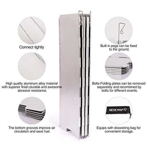 Redcamp Folding Outdoor Stove Windscreen, 12 Plates Aluminum Camping Stove Windshield With Carrying Bag, Lightweight Butane Burner Windshield #TOP4