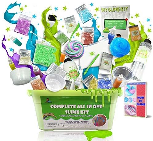 Slime Kit Making All In 1 Ultimate DIY 4 Girls Boys I Glow In The Dark I All In 1Snow Powders I Kids Can Make Fluffy Cloud Fishbowl Glitter Foam Balls Slime With Color Clay Glue I Clear Containers