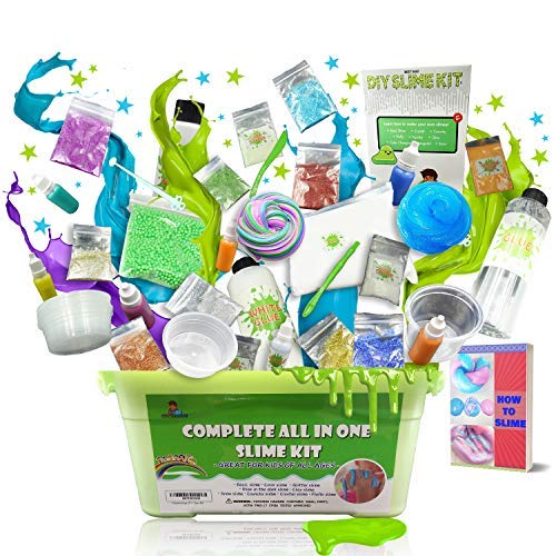 Slime Kit Making All In 1 Ultimate DIY 4 Girls Boys I Glow In The Dark I All In 1Snow Powders I Kids Can Make Fluffy Cloud Fishbowl Glitter Foam Balls Slime With Color Clay Glue I Clear Containers