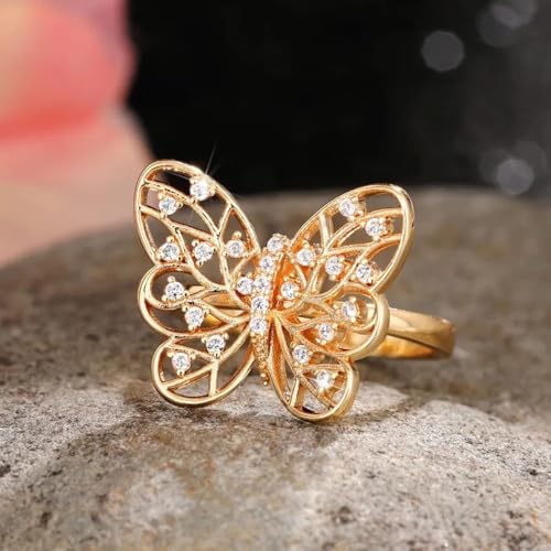 Gold Plated Hollow Butterfly Engagement Rings Wedding Bridal Band Promise Rings Evening Parties Anniversary Valentine's Day Gifts Eternity Bands for Women4