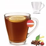 OMAGO® Zestaw 6 szklanek, szklanki z uchem, idealne na kawę, herbatę, zioła, małe szklanki, 250ml, do codziennego użytku