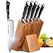 Messerblock Set, Messersets, 6-TLG Messerset mit block, Kochmesser, Messerhalter, Küchenmesser aus martenstischem Edelstahl, bestückte Holzblock, 9-20cm Klingenlänge