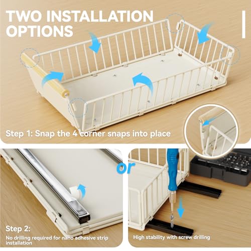 Miniatura 4 de 2 Cajones Extraíbles, 53 Cm De Profundidad, Cajones Para Armarios, Cajones De Cocina Con Nano-Adhesivo Y Tornillos Para Cocina, Baño, 53 Cm De Profundidad X 30 Cm De Ancho, 16 Cm De Altura 1