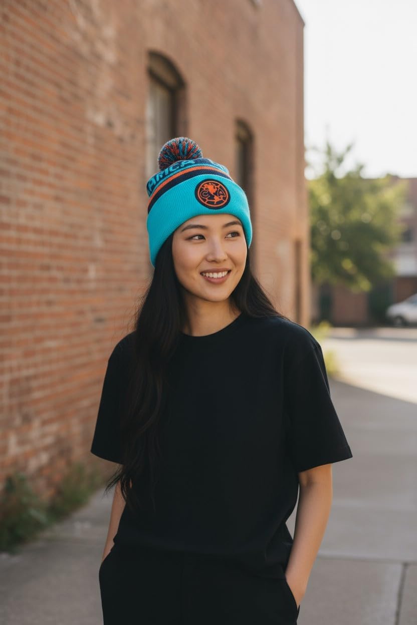 Fan Ink Club América Cuffed Beanie Officially Licensed Soccer Winter Hat – Unisex Fit – Embroidered Crest – Soft Acrylic – One Size Multicolor - Image 2