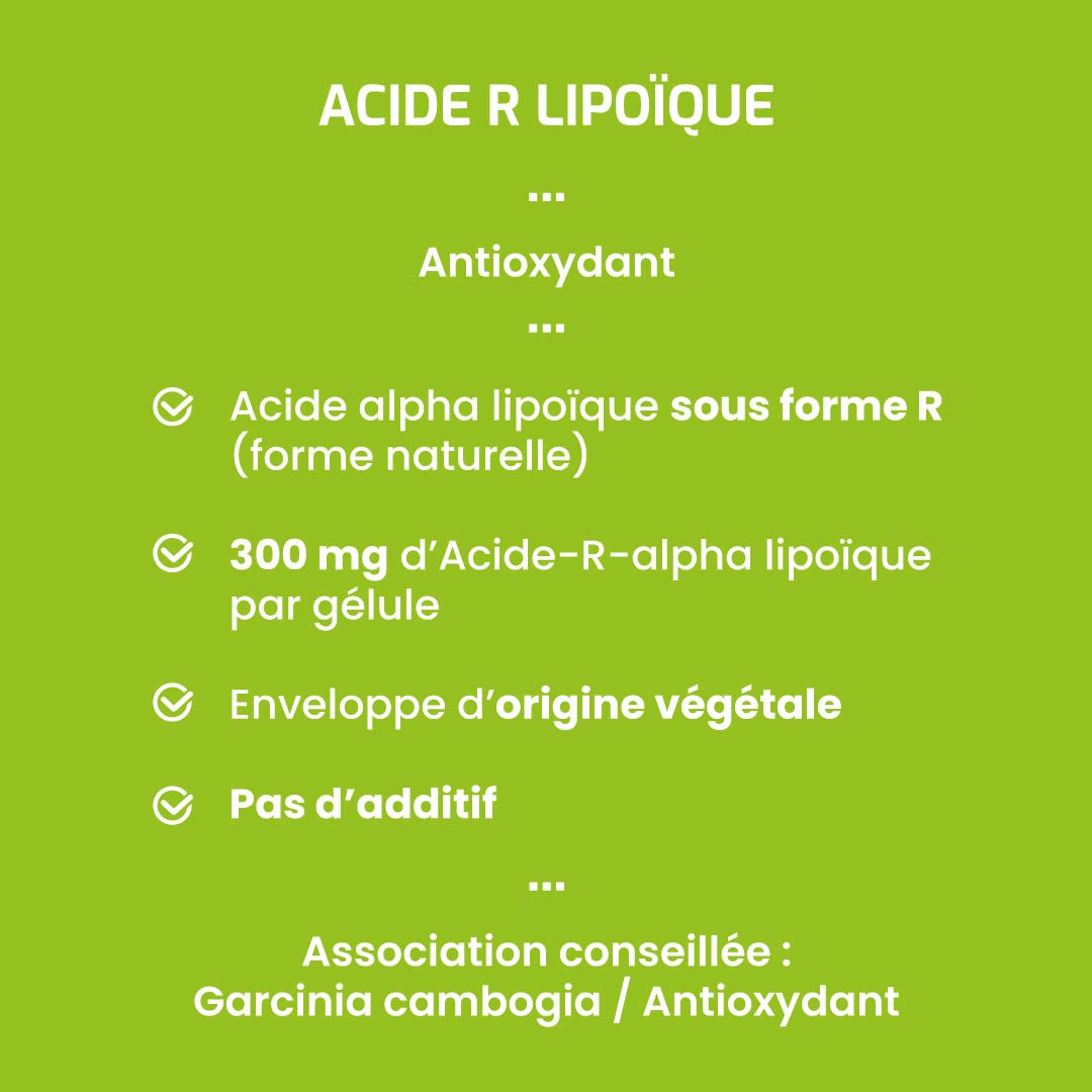 Complément alimentaire ACIDE R ALPHA-LIPOÏQUE - 60 gélules - Antioxydant - Anti-vieillissement cellulaire - Développé en France