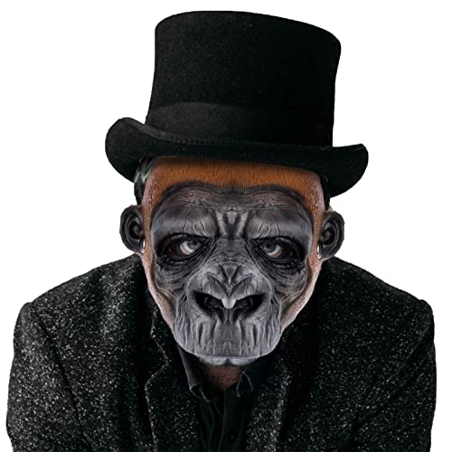 OhMill Masque de Gorille Masque d'Orang-Outan d'Halloween Masque Réaliste Personnalité Tête d'Animal Masque Rôle Jeu Masquerade Headwear Déguisement Noël Fête Carnaval Parade